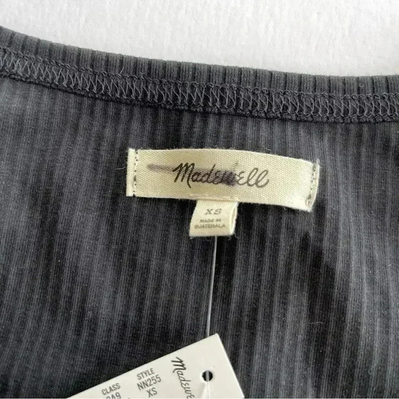 Madewell Square Neck Long Sleeve Crop Tee in Sleekhold Black XS NWT - Picture 5 of 5
